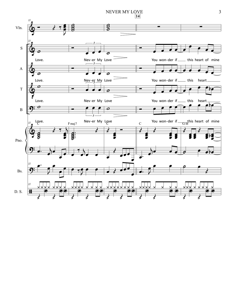 Never My Love Never My Love Divisi scores gallery preview page 3