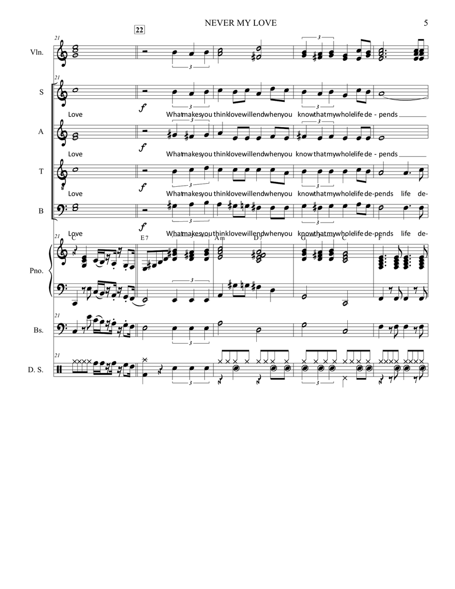 Never My Love Never My Love Divisi scores gallery preview page 5