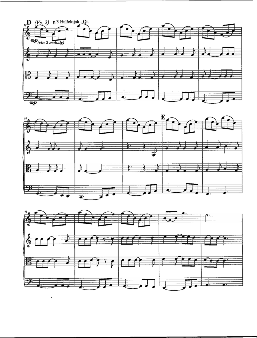 Hallelujah String Quartet scores gallery preview page 4