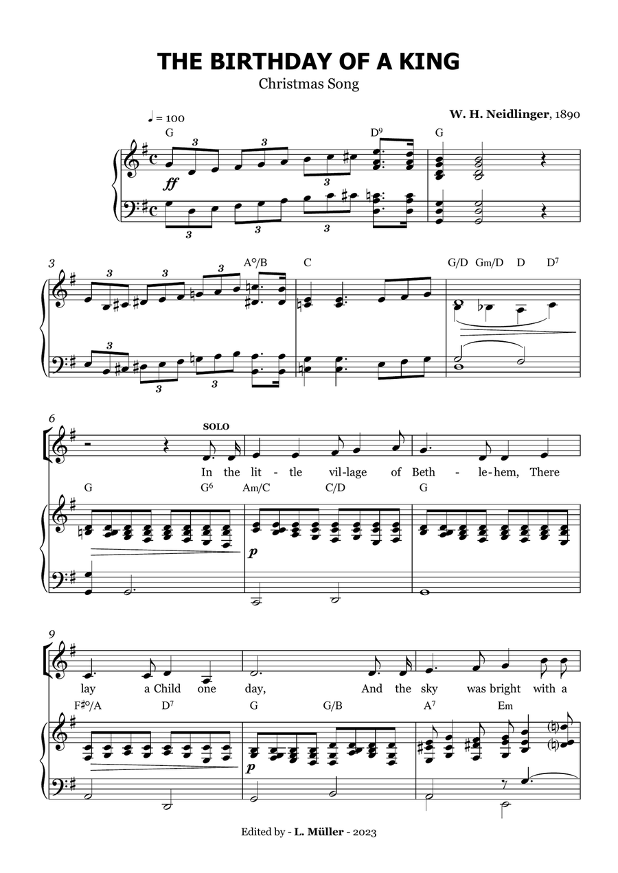 The Birthday of a King - SATB (G) - With Chords 4-Part scores gallery preview page 2