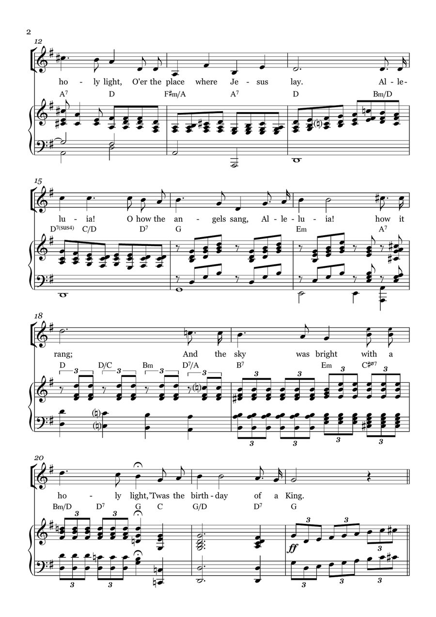 The Birthday of a King - SATB (G) - With Chords 4-Part scores gallery preview page 3