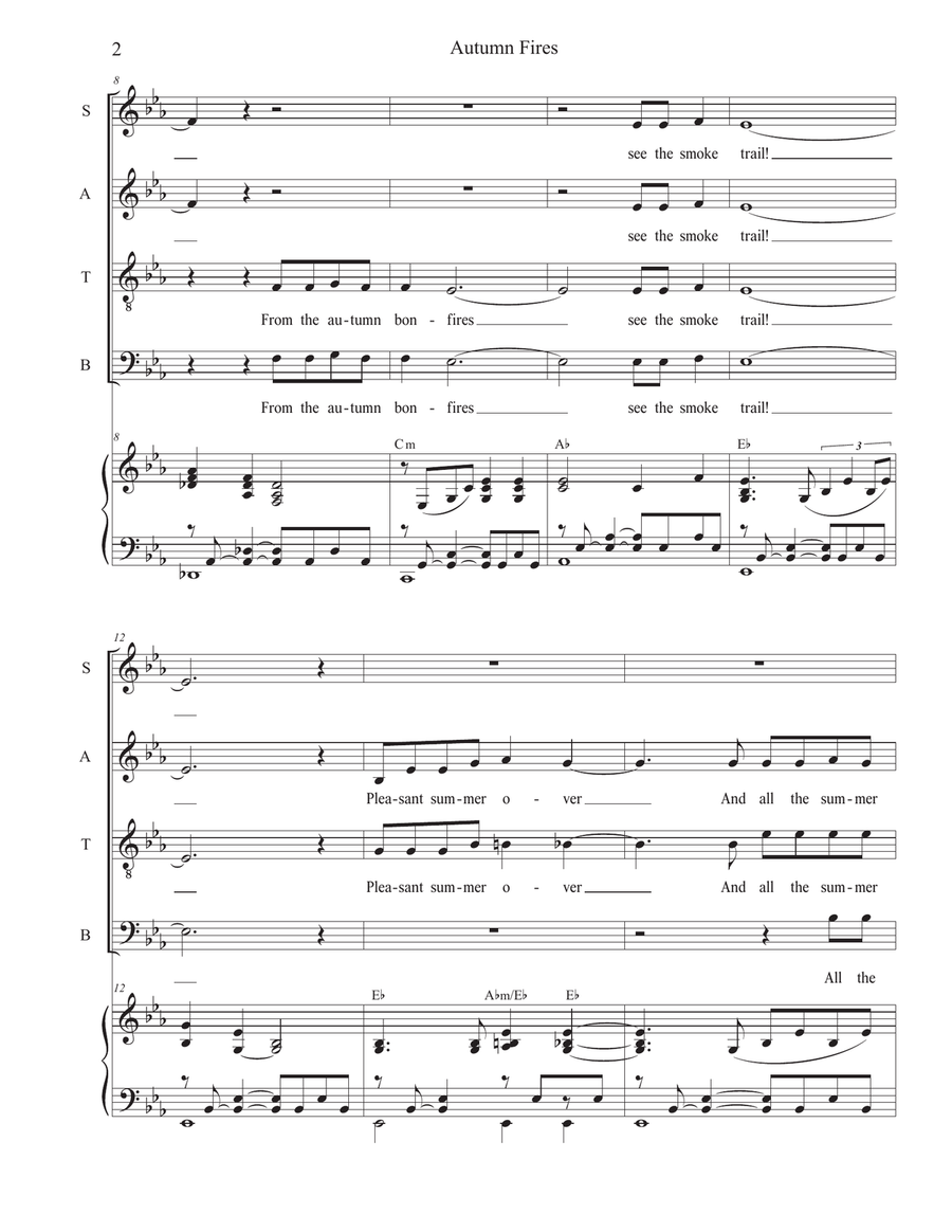 Autumn Fires (Vocal Quartet - (SATB) 4-Part scores gallery preview page 2
