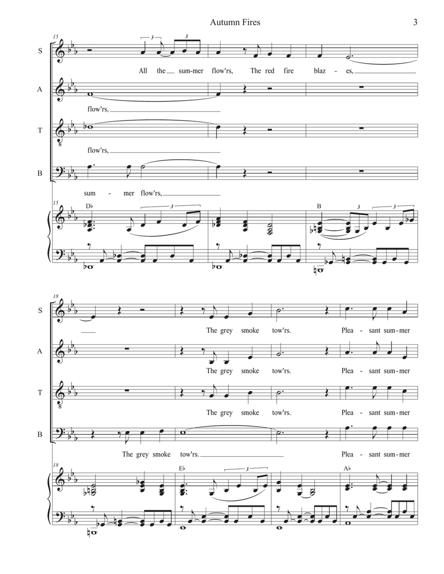 Autumn Fires (Vocal Quartet - (SATB) 4-Part scores gallery preview page 3