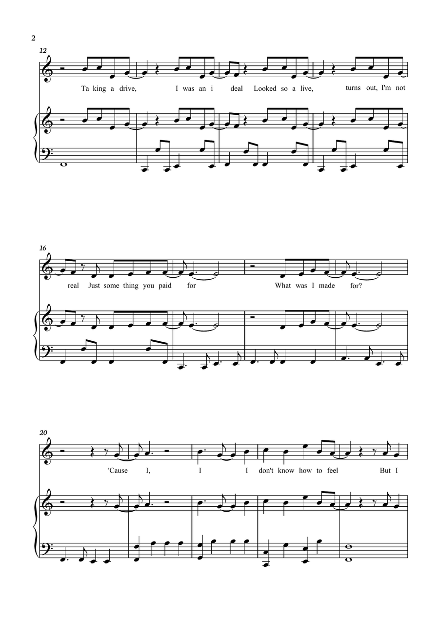 What Was I Made For? Flute Solo scores gallery preview page 2