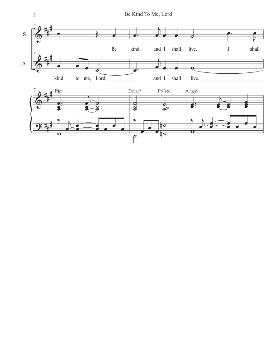 Be Kind To Me, Lord (Duet for Soprano and Alto solo) Alto Voice scores gallery preview page 2
