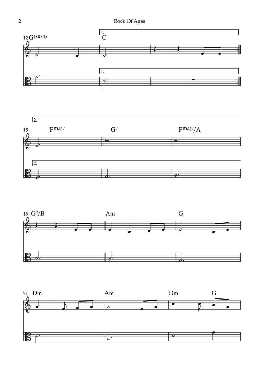 Rock Of Ages, Cleft For Me String Duet scores gallery preview page 2
