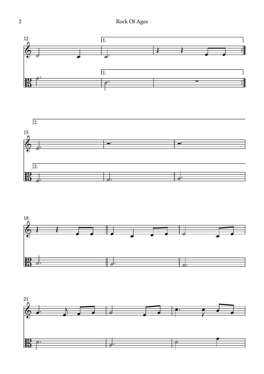 Rock Of Ages, Cleft For Me String Duet scores gallery preview page 2