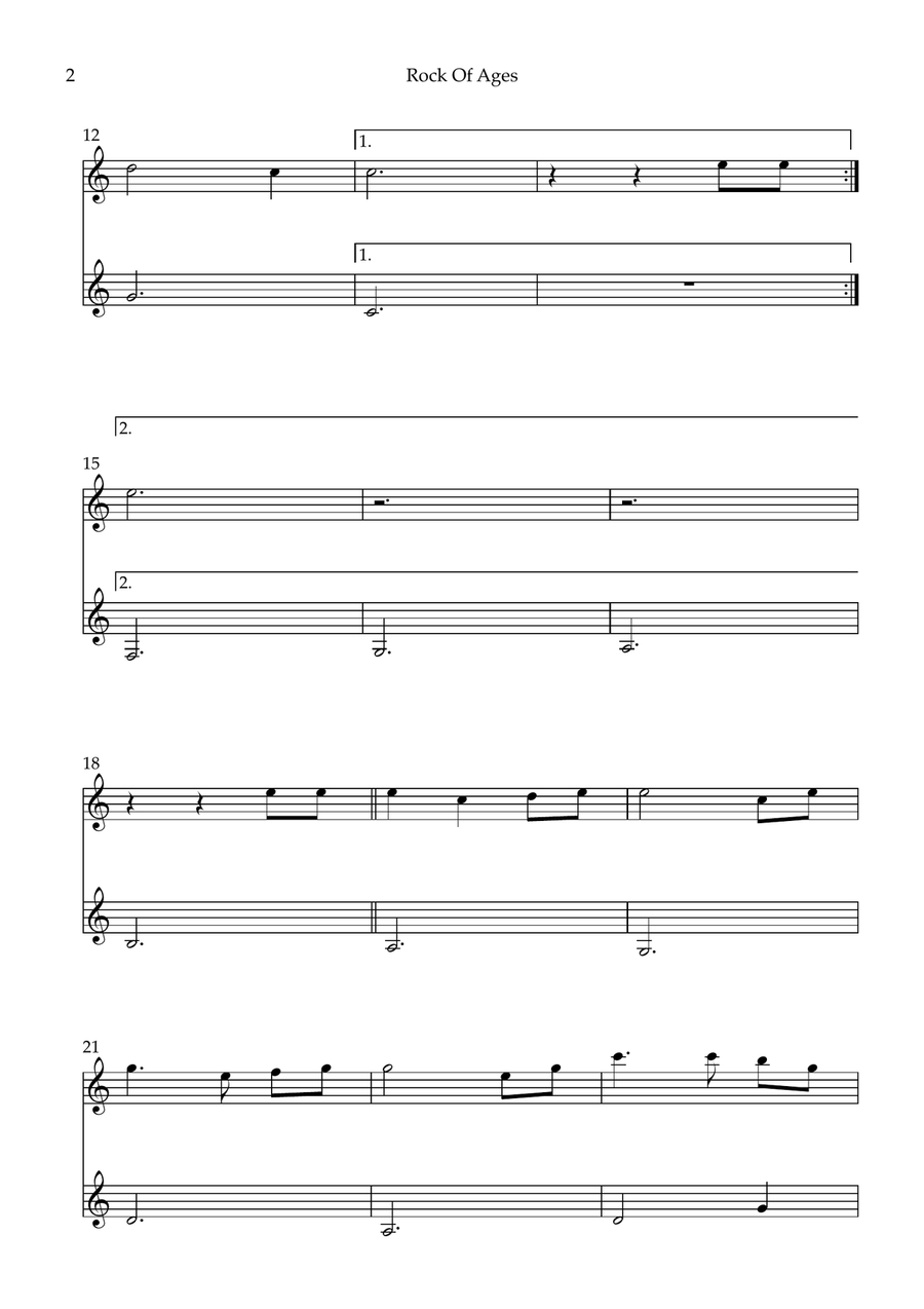 Rock Of Ages, Cleft For Me Woodwind Duet scores gallery preview page 2