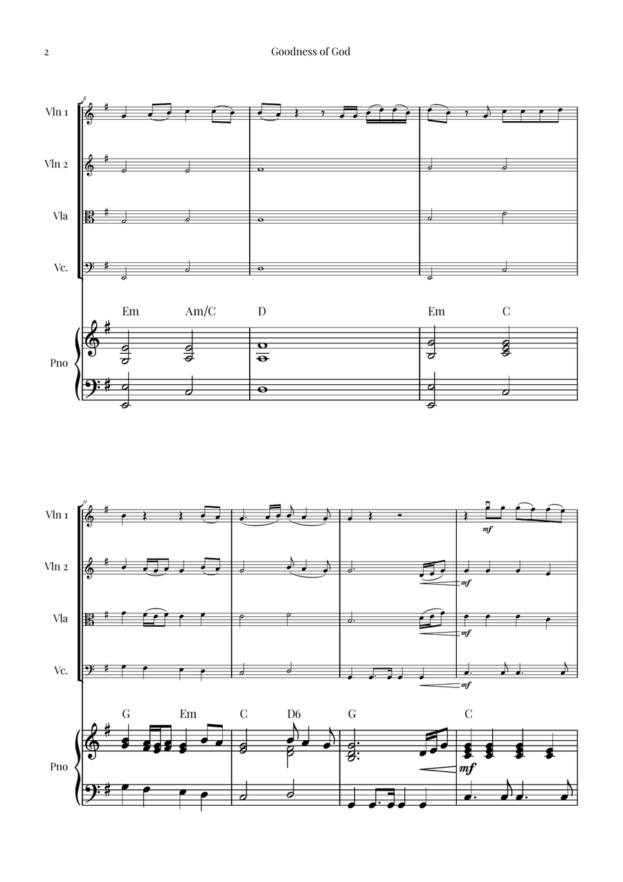 Goodness Of God String Quartet scores gallery preview page 2