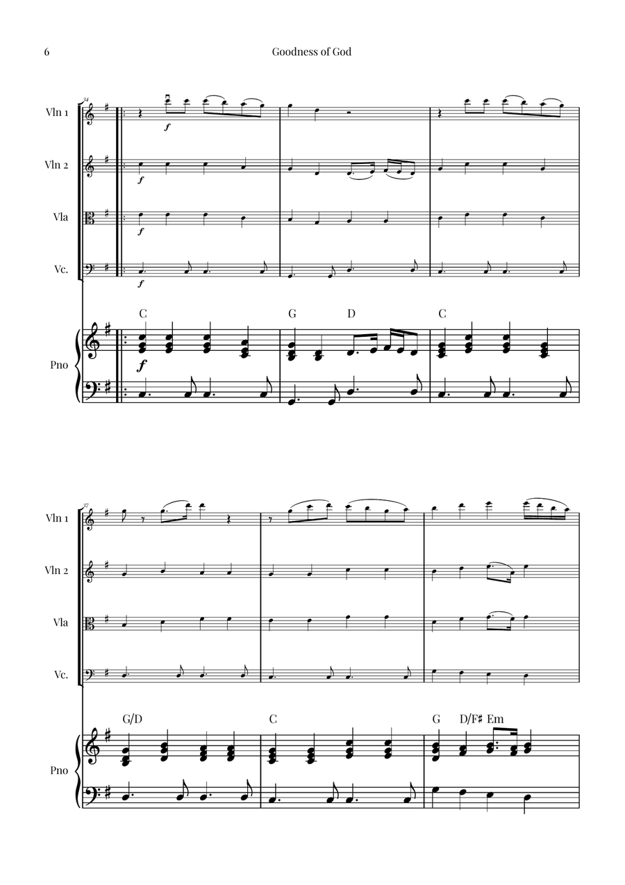 Goodness Of God String Quartet scores gallery preview page 6