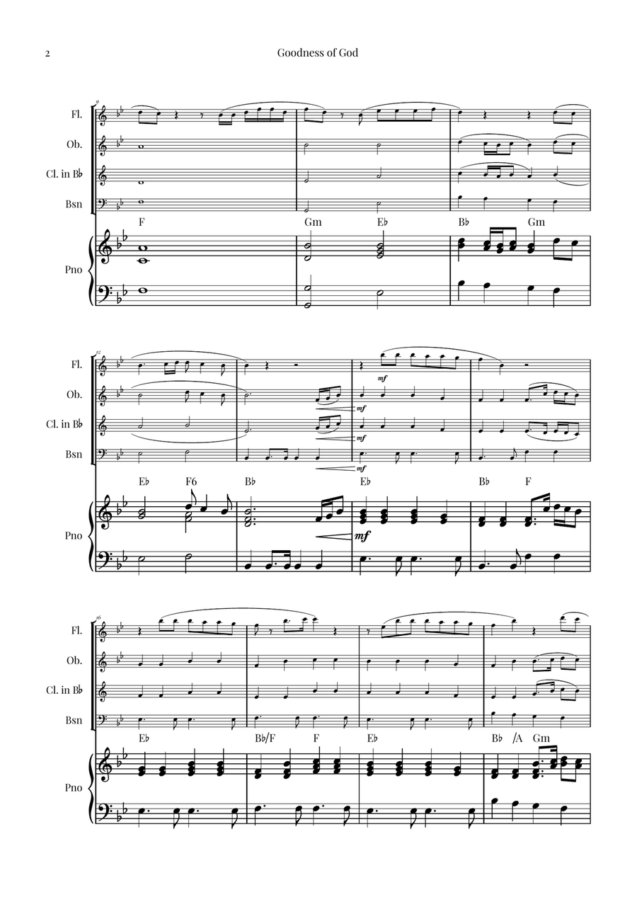 Goodness Of God Woodwind Quartet scores gallery preview page 2