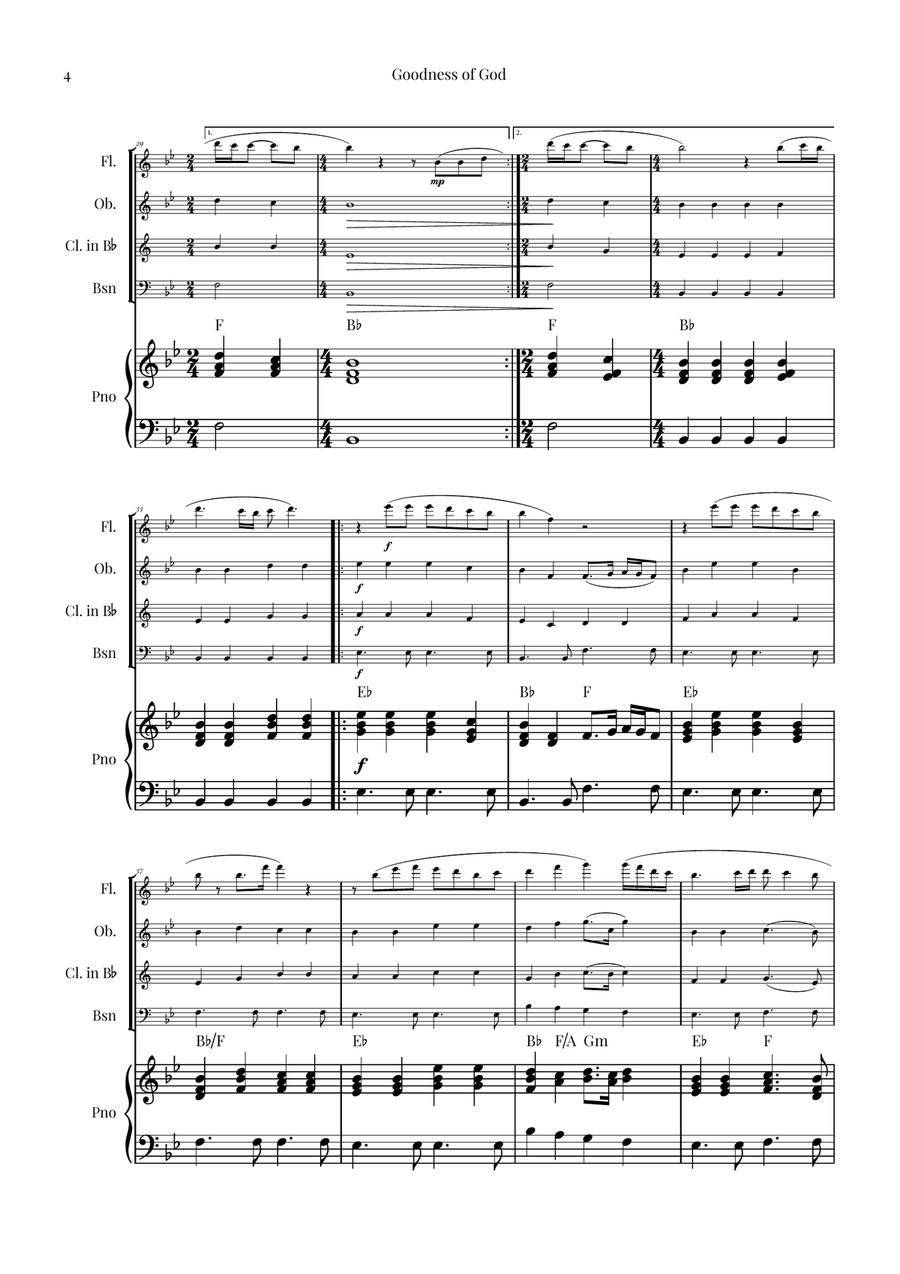 Goodness Of God Woodwind Quartet scores gallery preview page 4