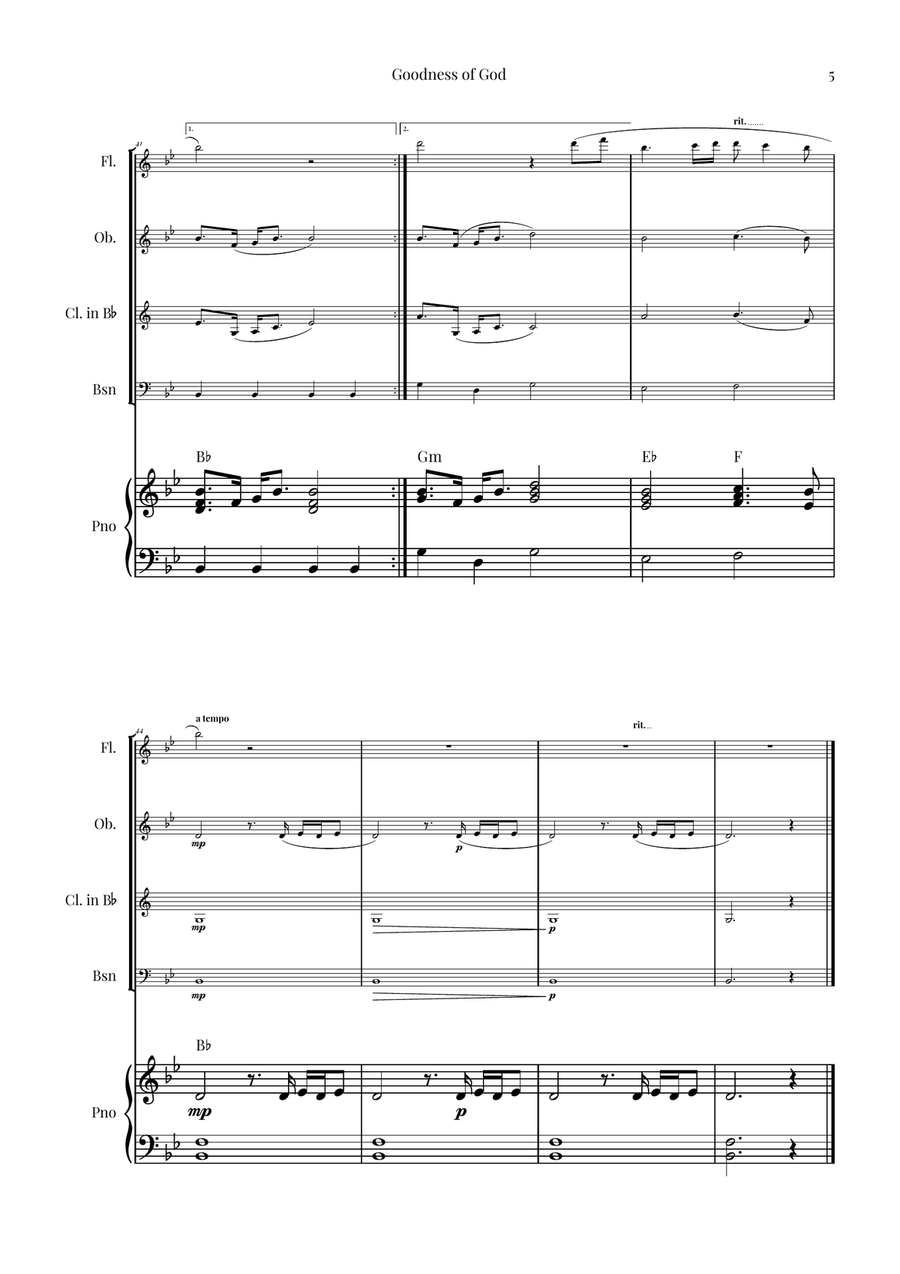 Goodness Of God Woodwind Quartet scores gallery preview page 5