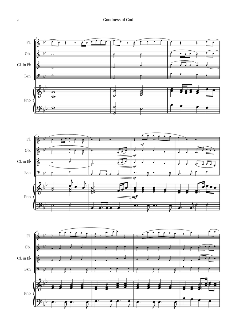 Goodness Of God Woodwind Quartet scores gallery preview page 2