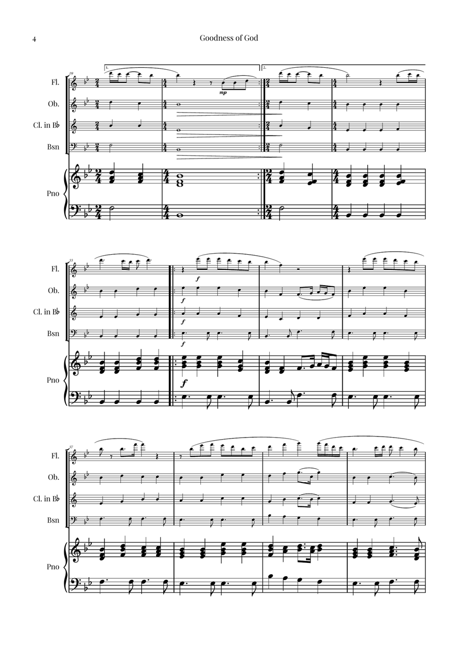 Goodness Of God Woodwind Quartet scores gallery preview page 4