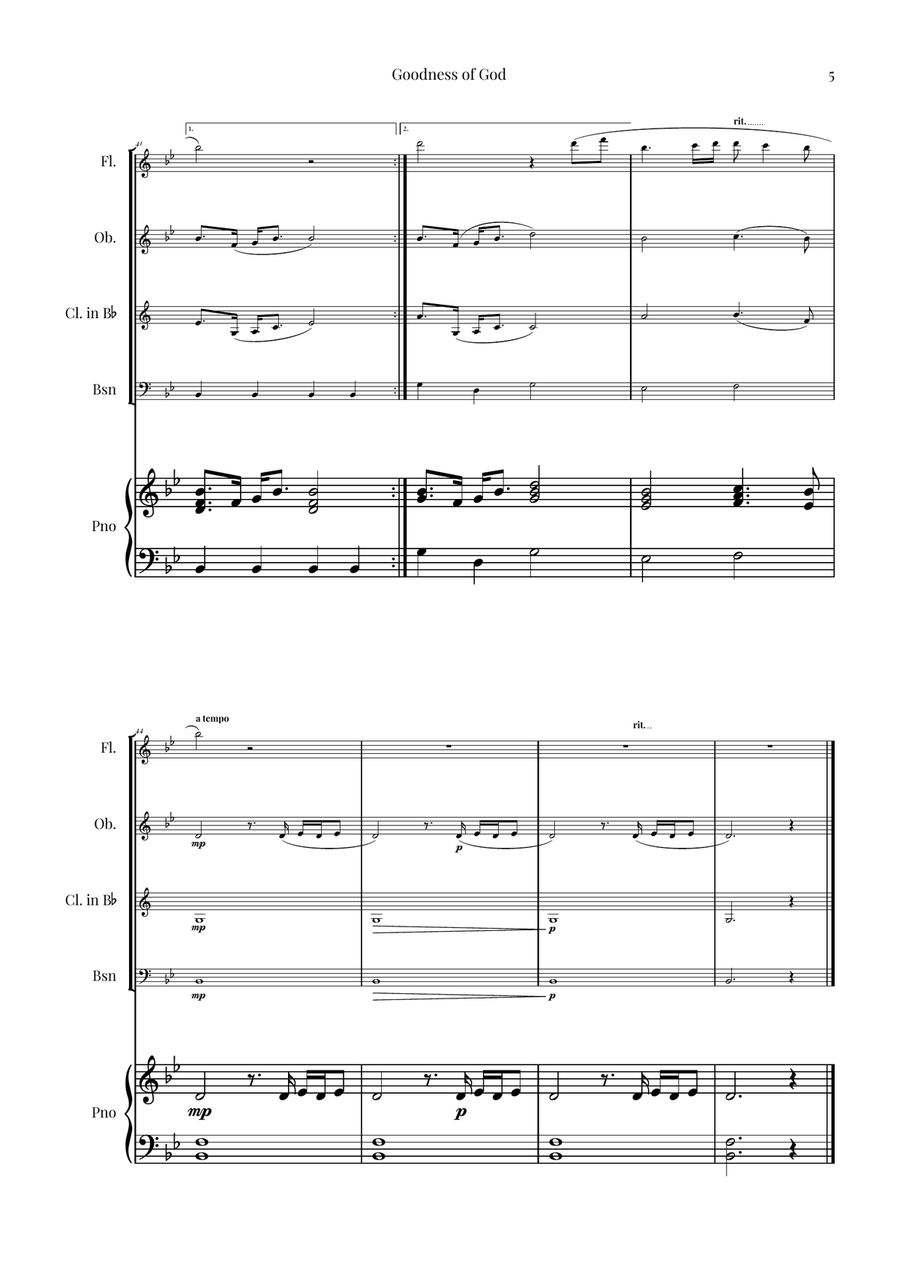 Goodness Of God Woodwind Quartet scores gallery preview page 5
