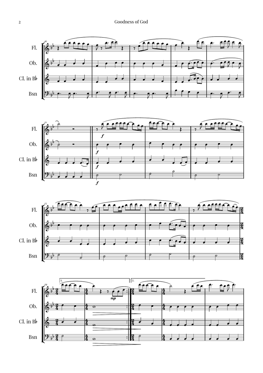 Goodness Of God Woodwind Quartet scores gallery preview page 2