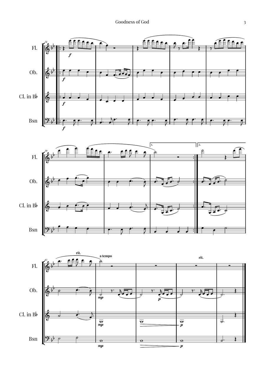 Goodness Of God Woodwind Quartet scores gallery preview page 3
