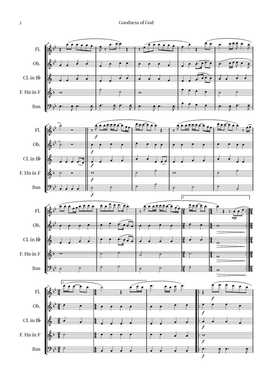 Goodness Of God Woodwind Quintet scores gallery preview page 2