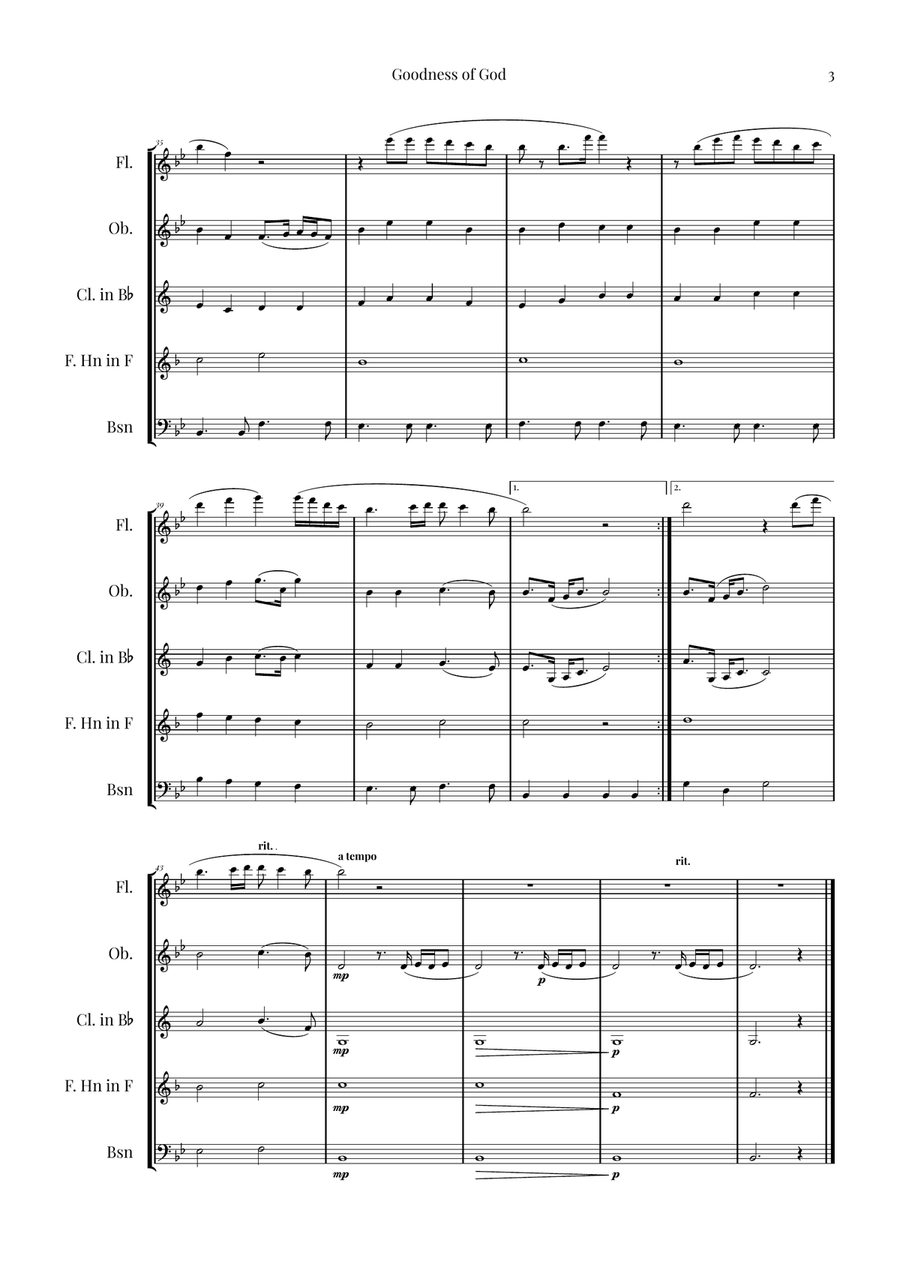 Goodness Of God Woodwind Quintet scores gallery preview page 3