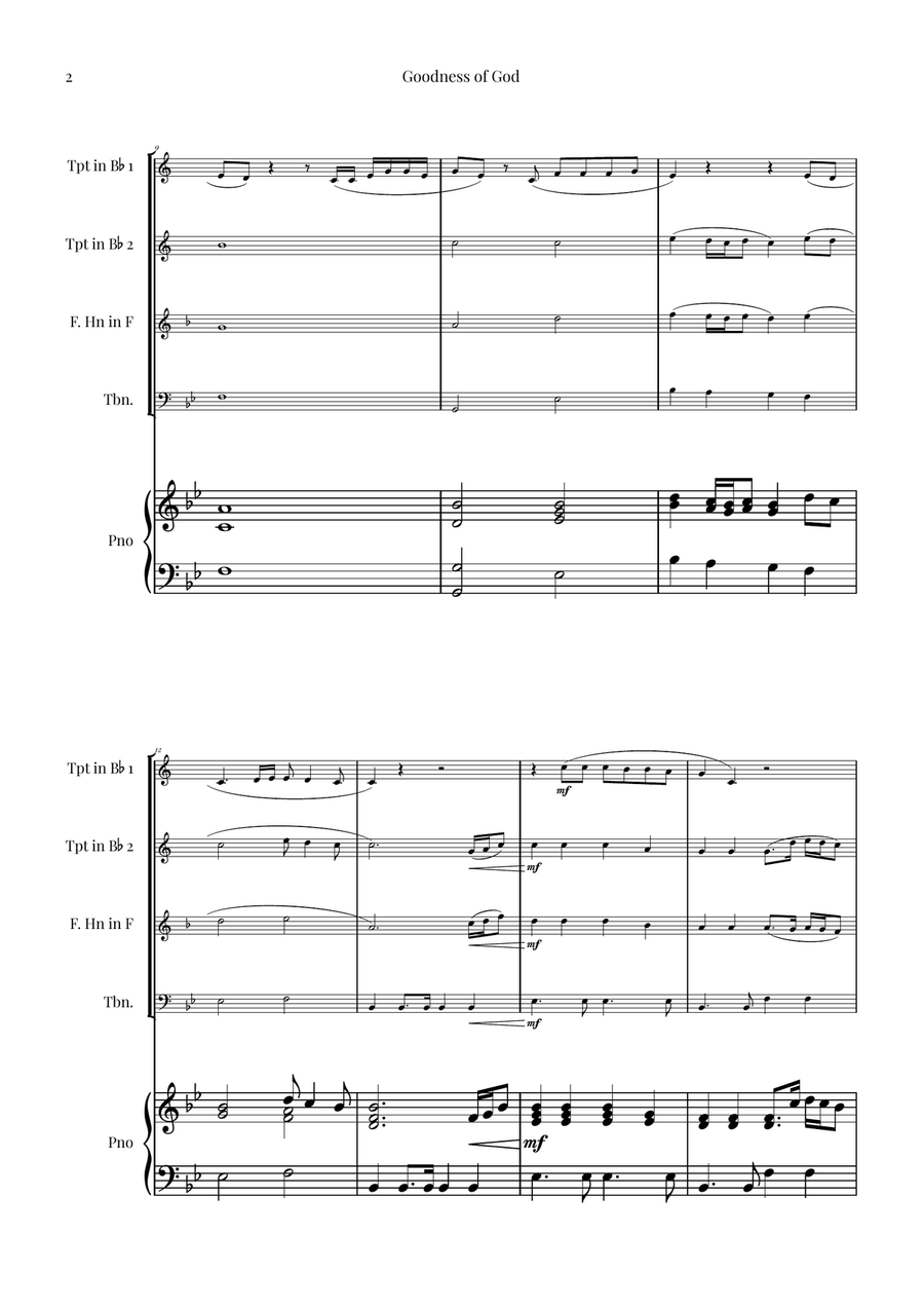 Goodness Of God Brass Quartet scores gallery preview page 2