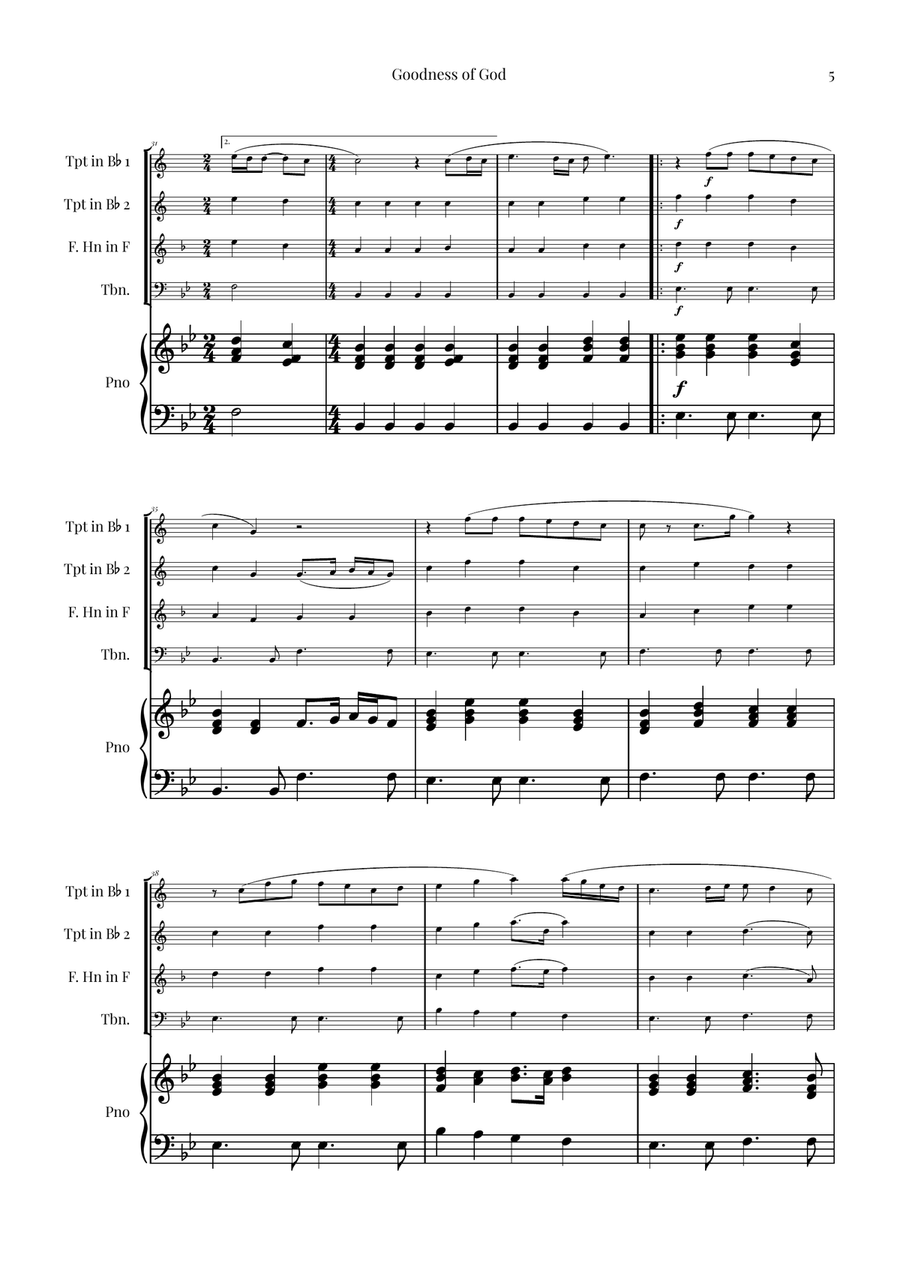 Goodness Of God Brass Quartet scores gallery preview page 5