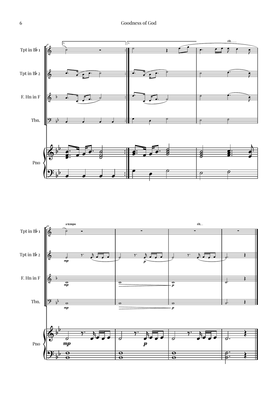 Goodness Of God Brass Quartet scores gallery preview page 6