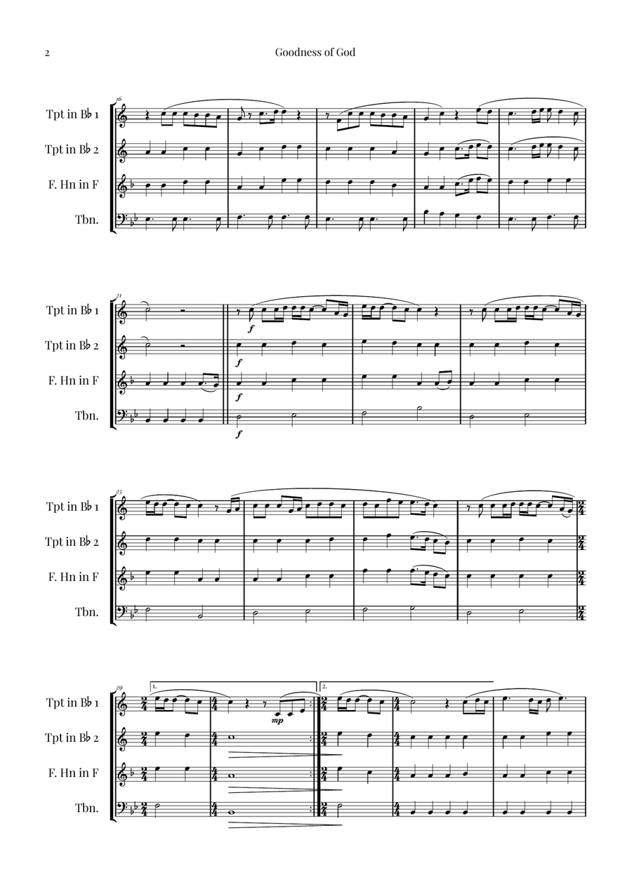 Goodness Of God Brass Quartet scores gallery preview page 2
