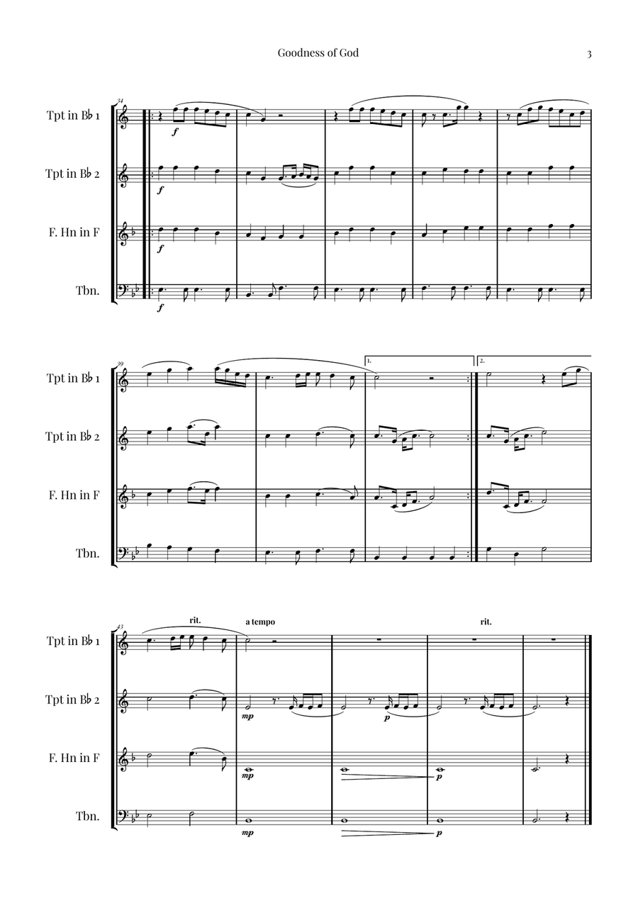 Goodness Of God Brass Quartet scores gallery preview page 3