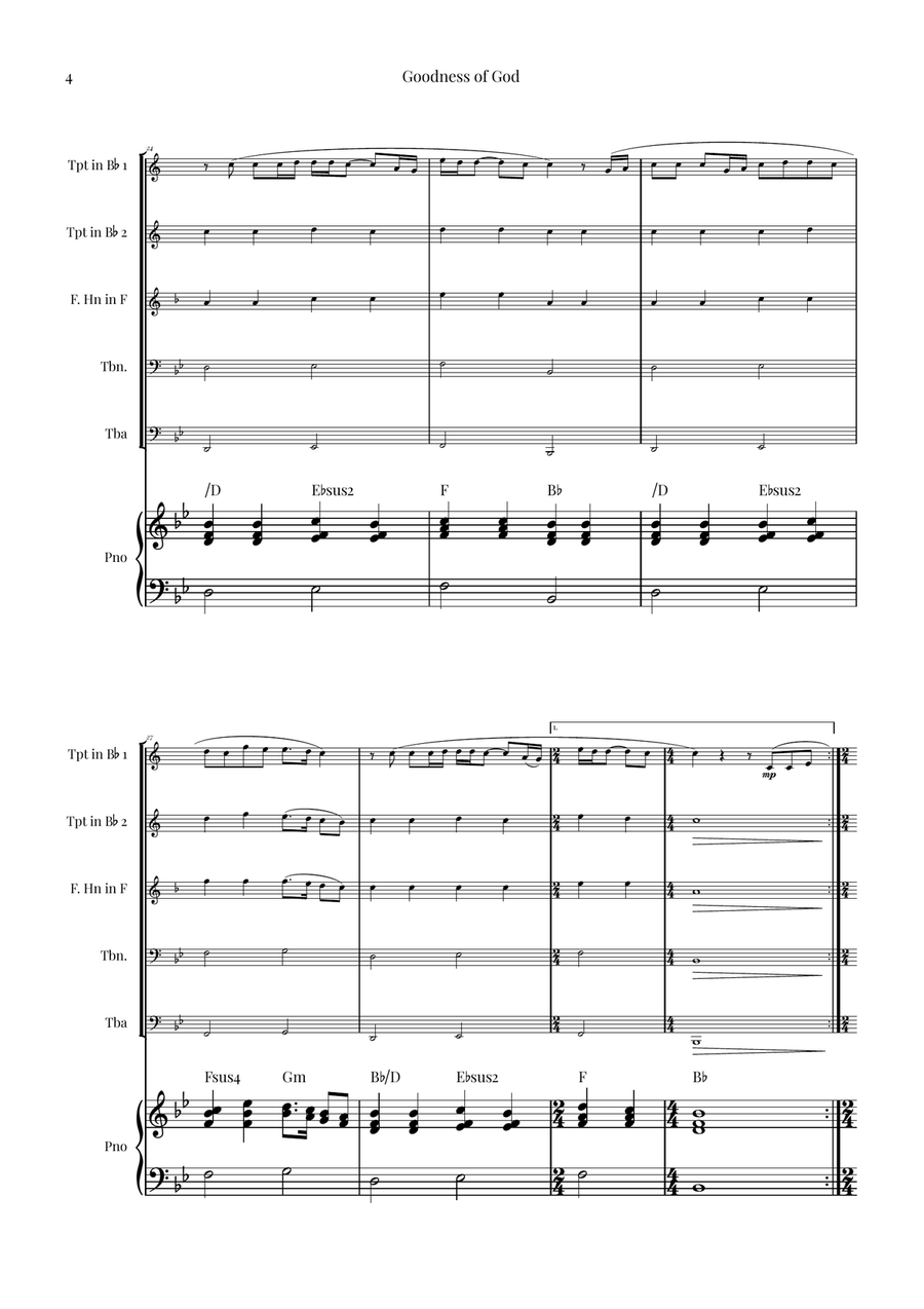 Goodness Of God Brass Quintet scores gallery preview page 4