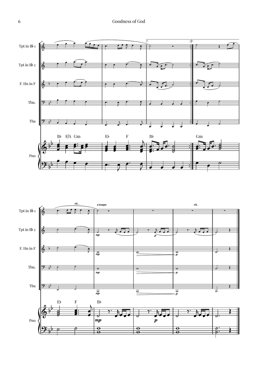 Goodness Of God Brass Quintet scores gallery preview page 6