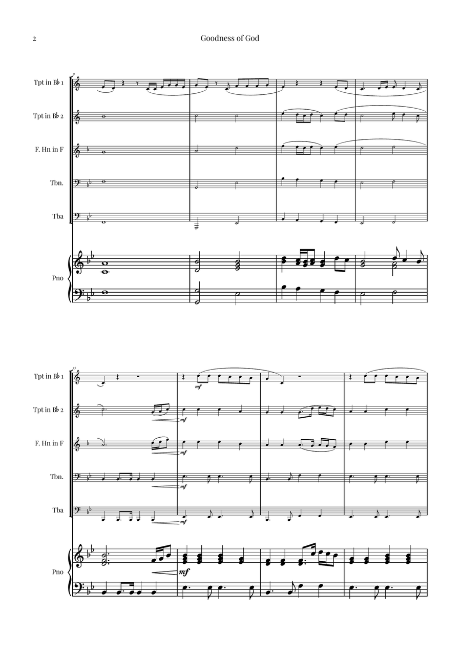 Goodness Of God Brass Quintet scores gallery preview page 2
