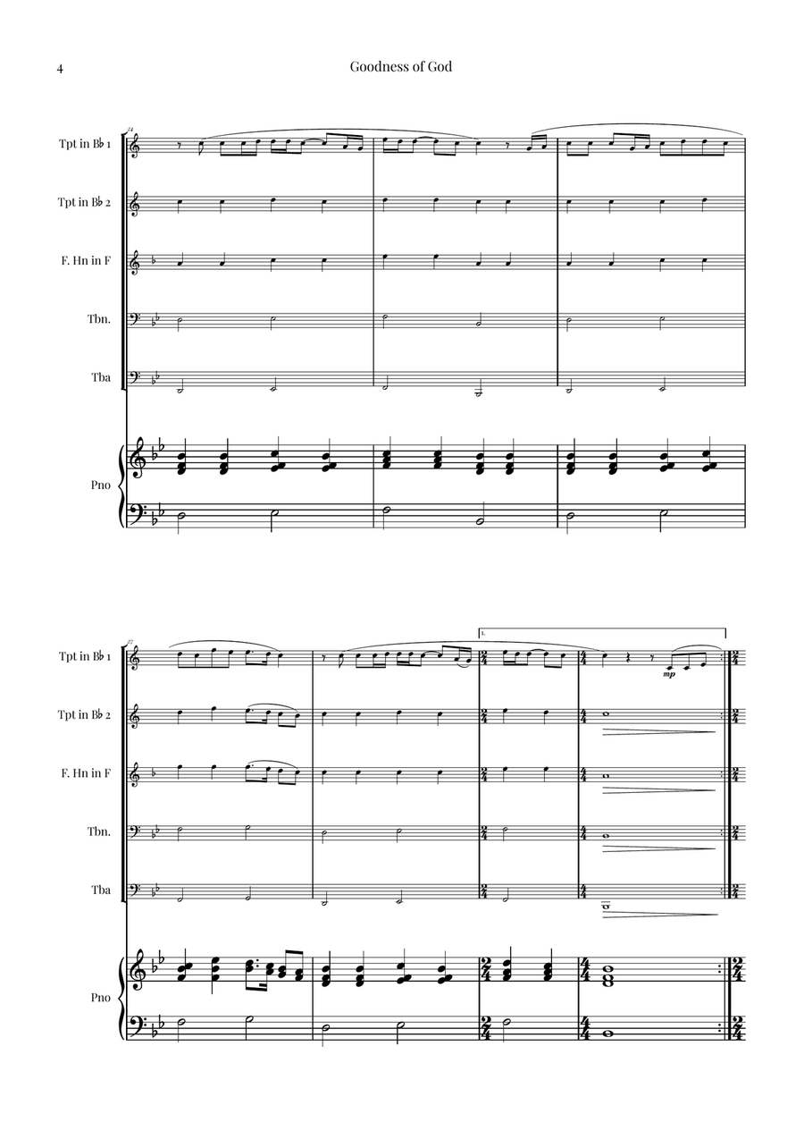 Goodness Of God Brass Quintet scores gallery preview page 4