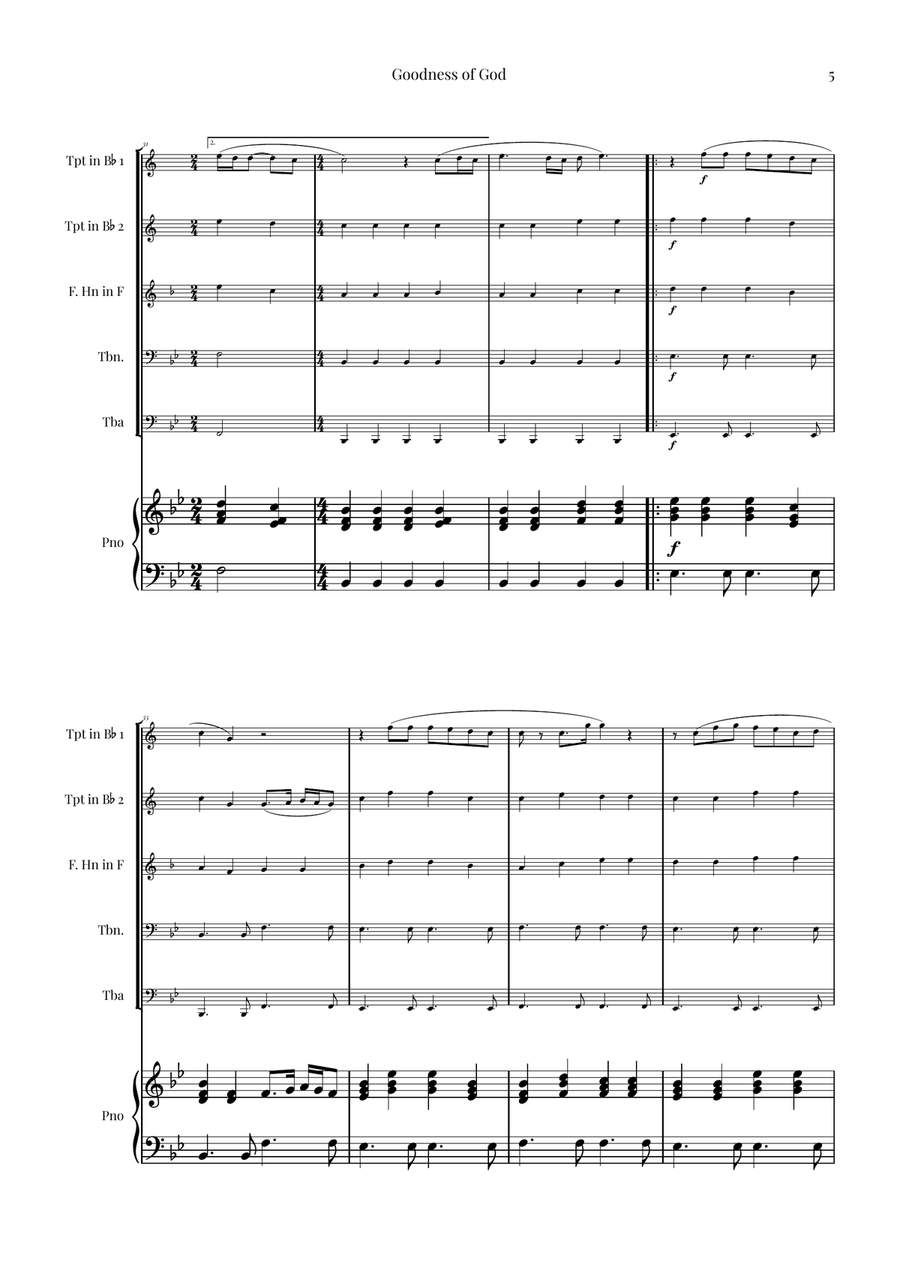 Goodness Of God Brass Quintet scores gallery preview page 5