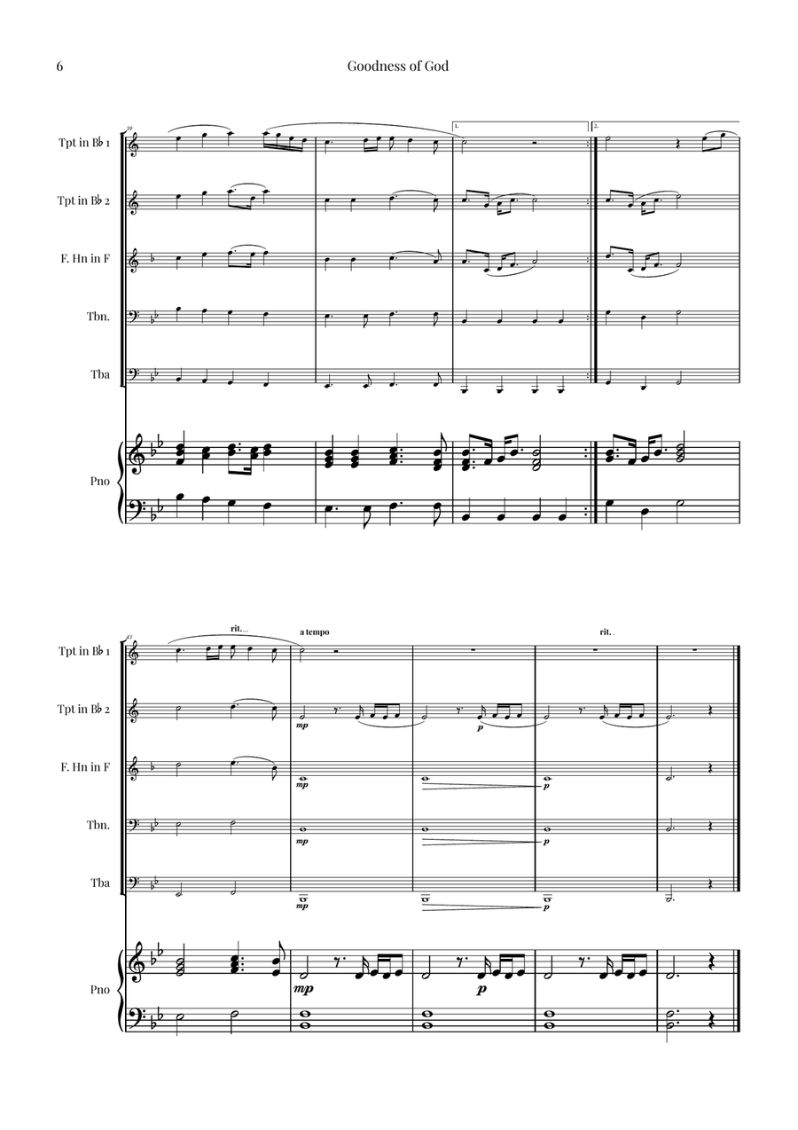 Goodness Of God Brass Quintet scores gallery preview page 6