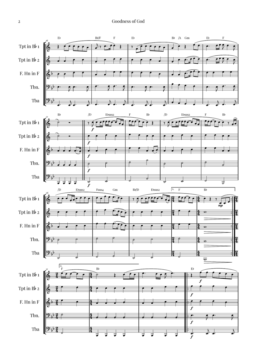 Goodness Of God Brass Quintet scores gallery preview page 2