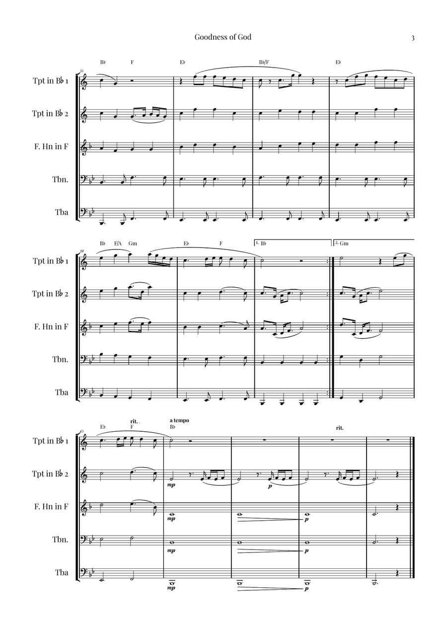 Goodness Of God Brass Quintet scores gallery preview page 3