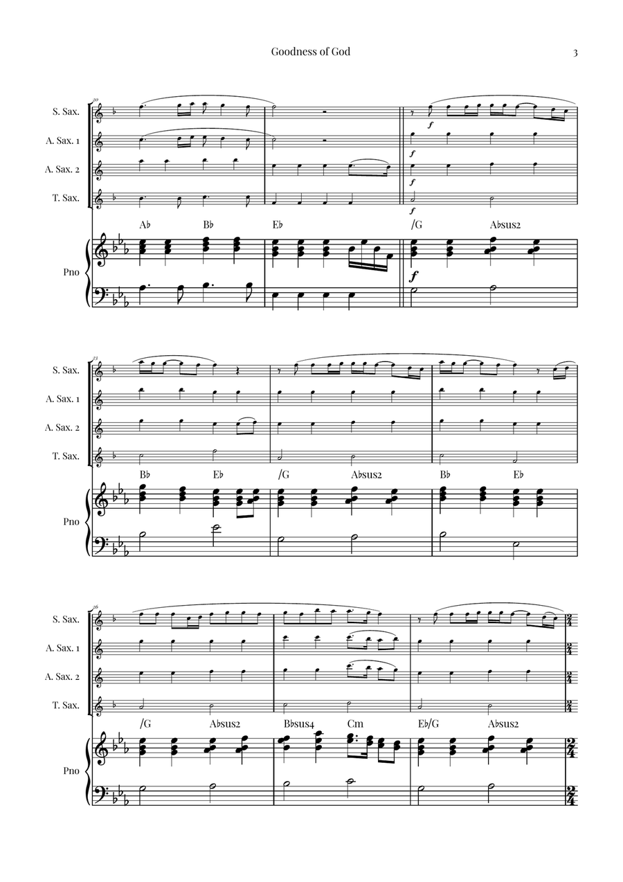 Goodness Of God Saxophone Quartet scores gallery preview page 3