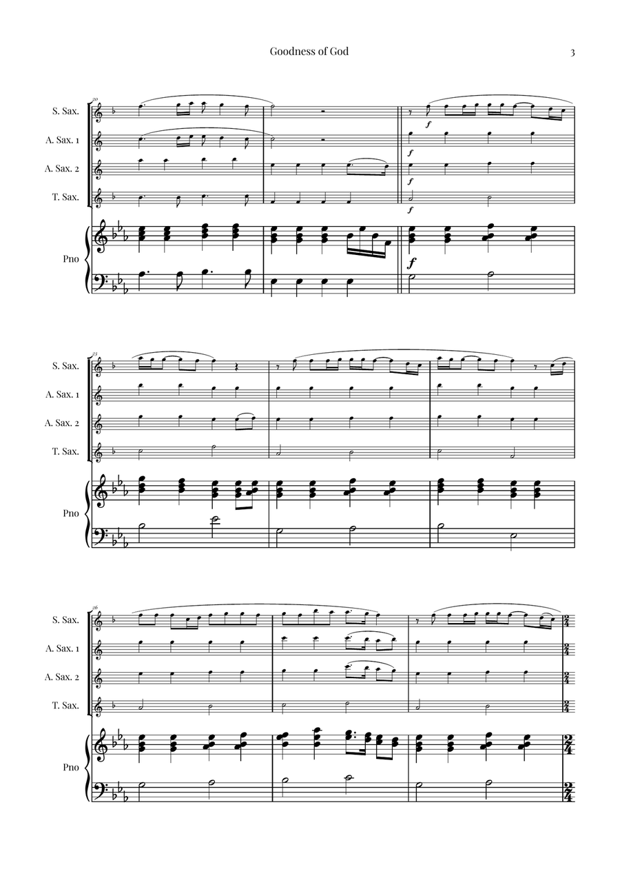 Goodness Of God Saxophone Quartet scores gallery preview page 3