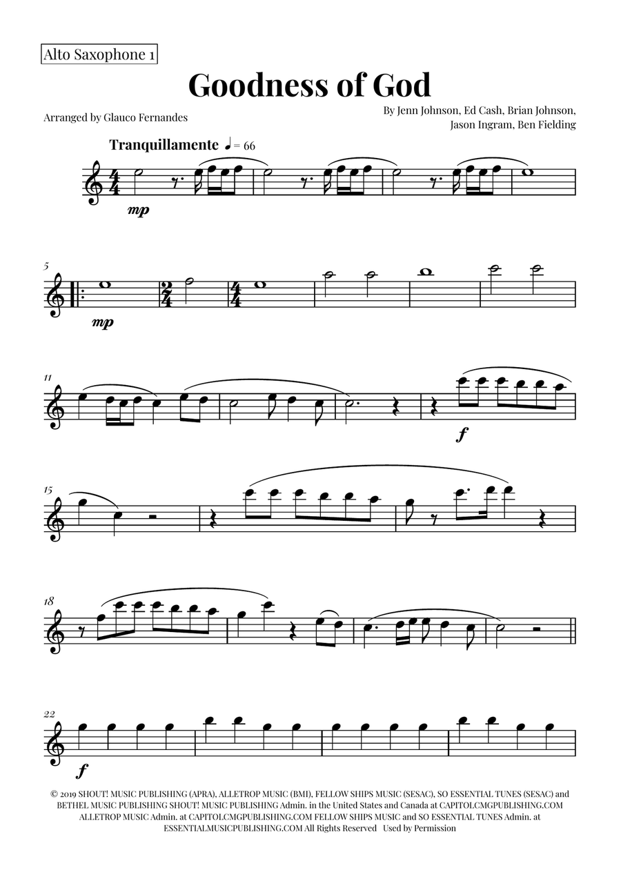 Goodness Of God Saxophone Quartet scores gallery preview page 6