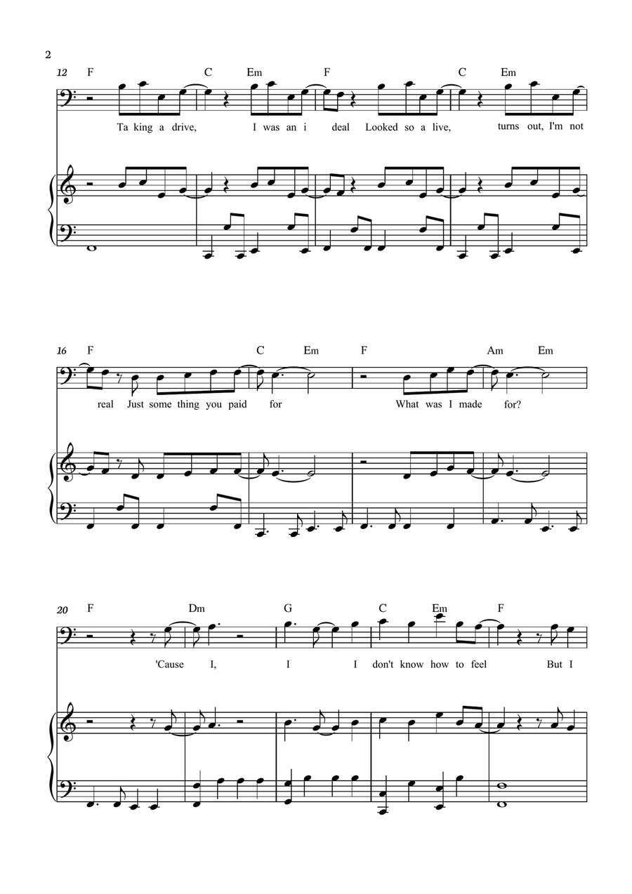 What Was I Made For? What Was I Made For? Piano, Vocal scores gallery preview page 2
