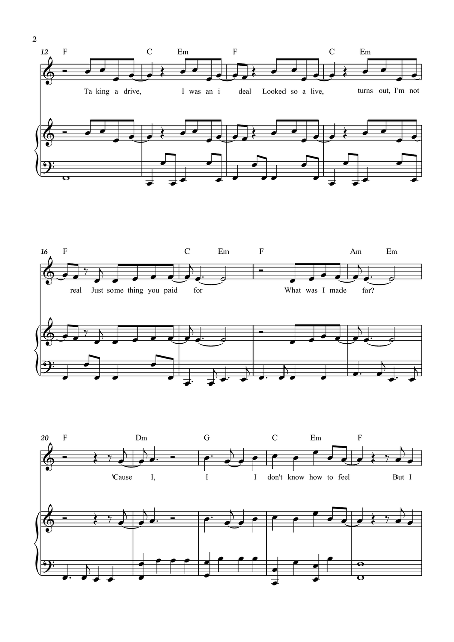 What Was I Made For? What Was I Made For? Soprano Voice scores gallery preview page 2