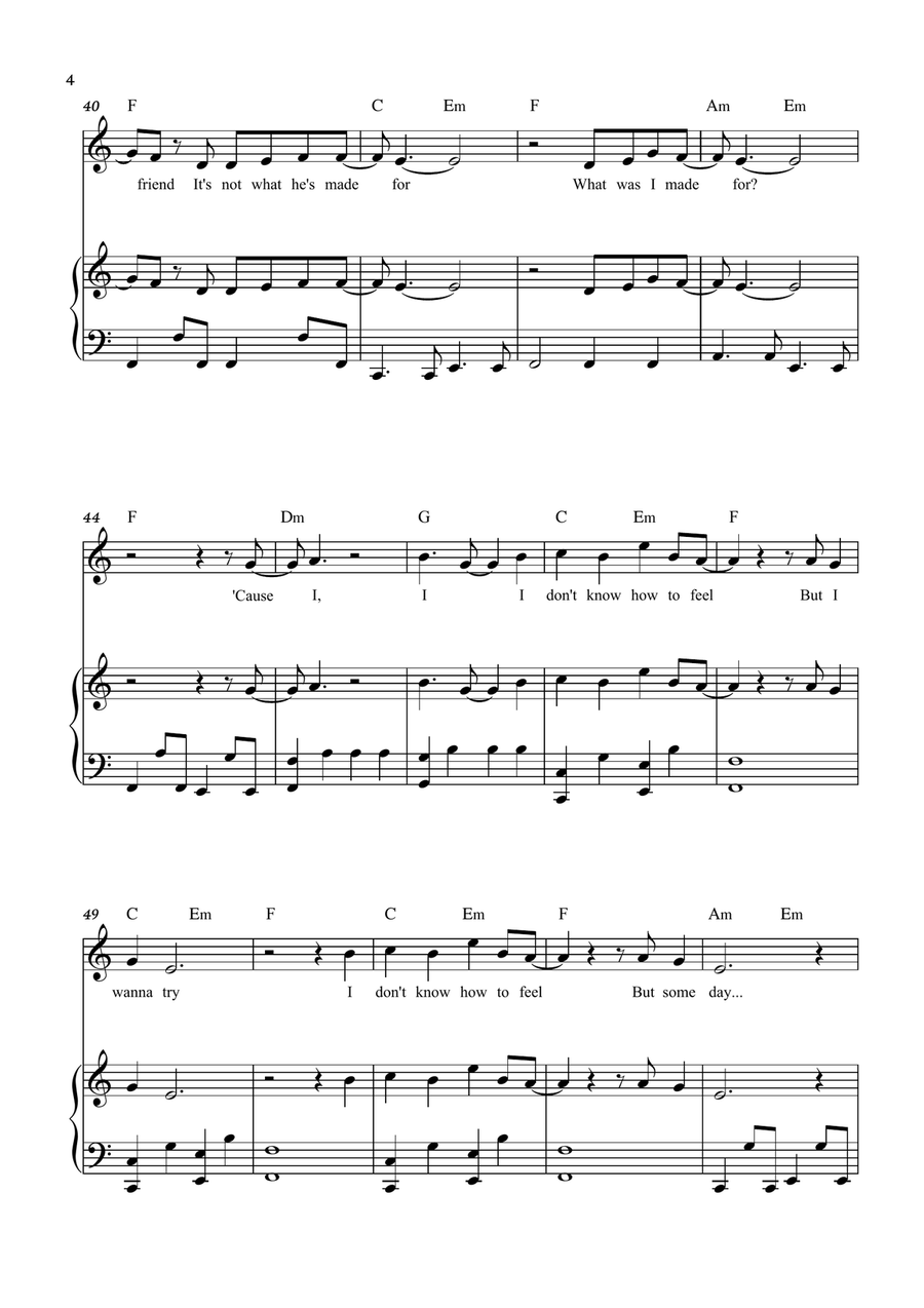 What Was I Made For? What Was I Made For? Soprano Voice scores gallery preview page 4
