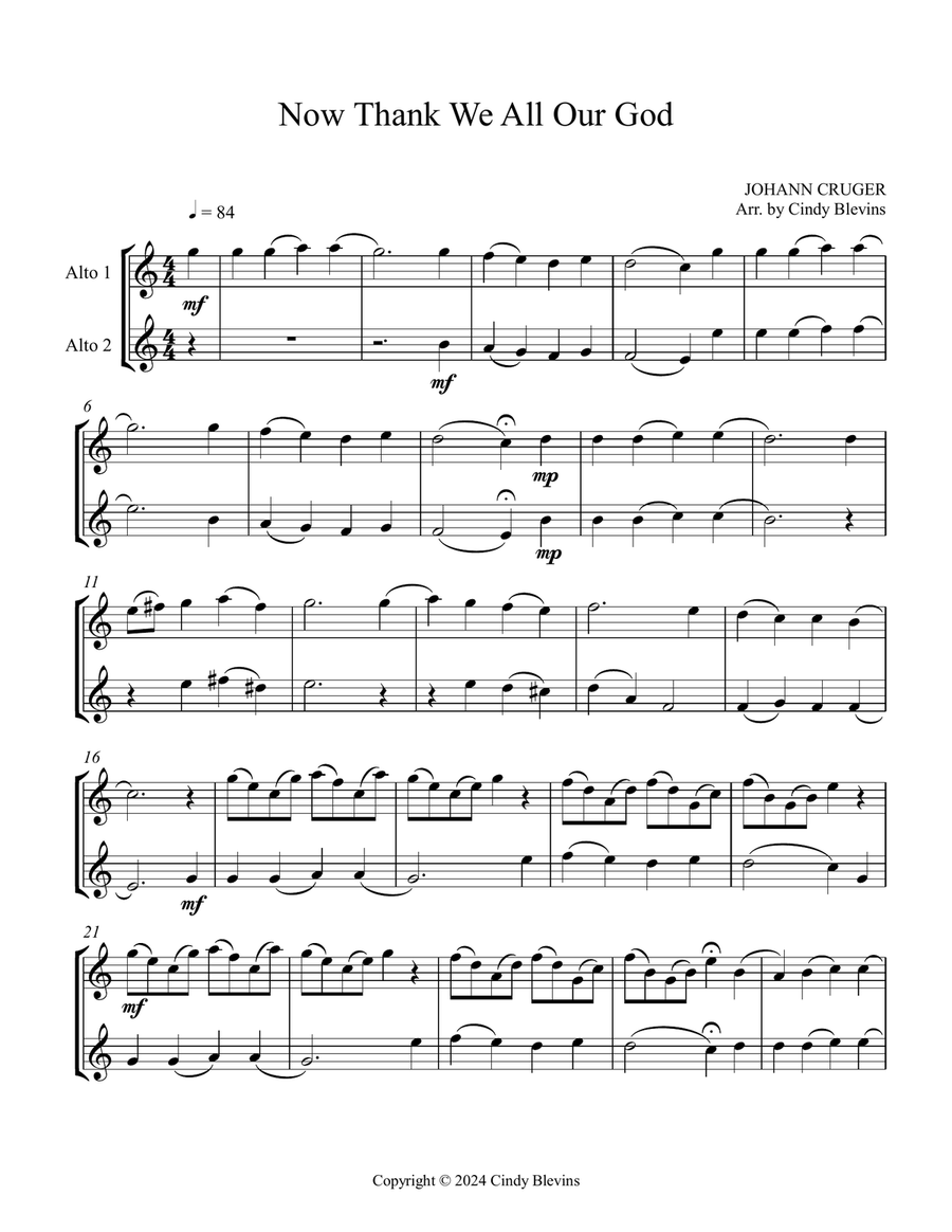 Now Thank We All Our God, for Alto Sax Duet Woodwind Duet scores gallery preview page 2