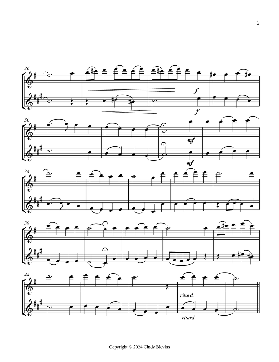 Now Thank We All Our God, for Flute and Clarinet Duet Woodwind Duet scores gallery preview page 3