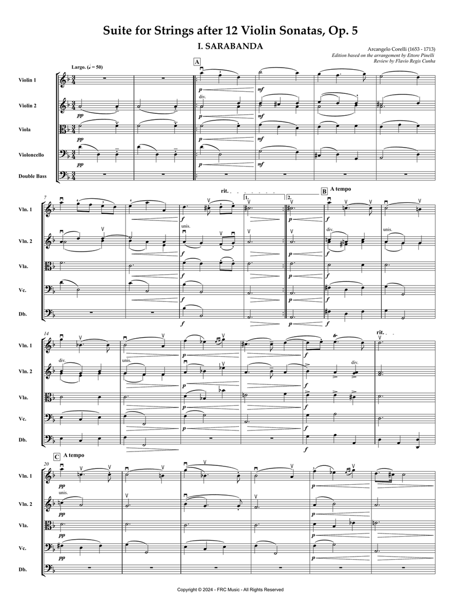 Suite for Strings after 12 Violin Sonatas, Op. 5 as played by Eugene Ormandy &Philadelphia Orchestra String Orchestra scores gallery preview page 3