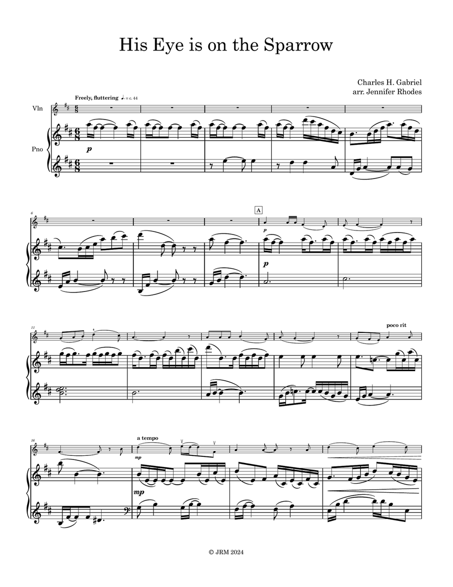 His Eye is on the Sparrow Violin Solo scores gallery preview page 5