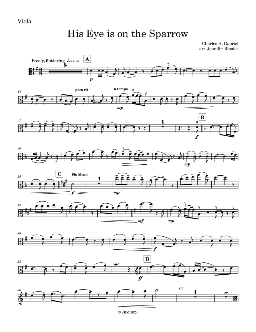 His Eye is on the Sparrow Viola scores gallery preview page 3