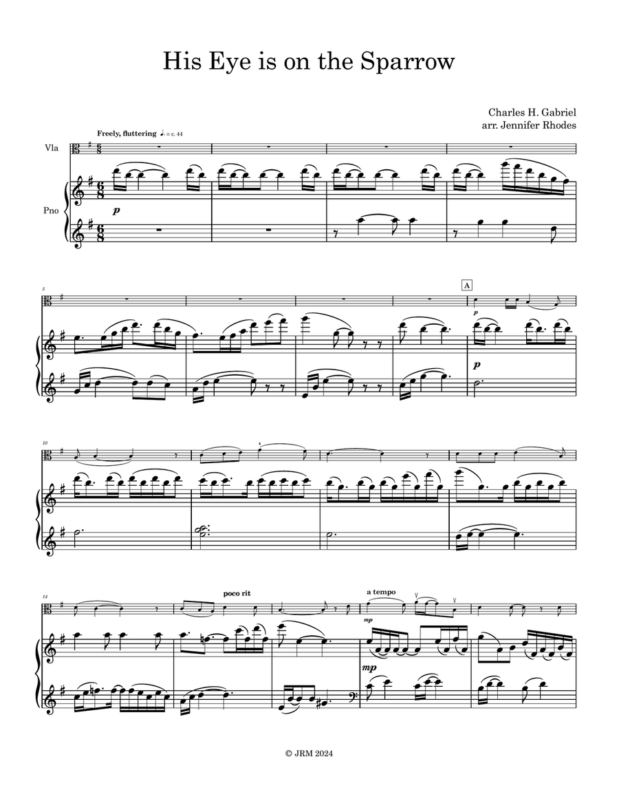 His Eye is on the Sparrow Viola scores gallery preview page 5