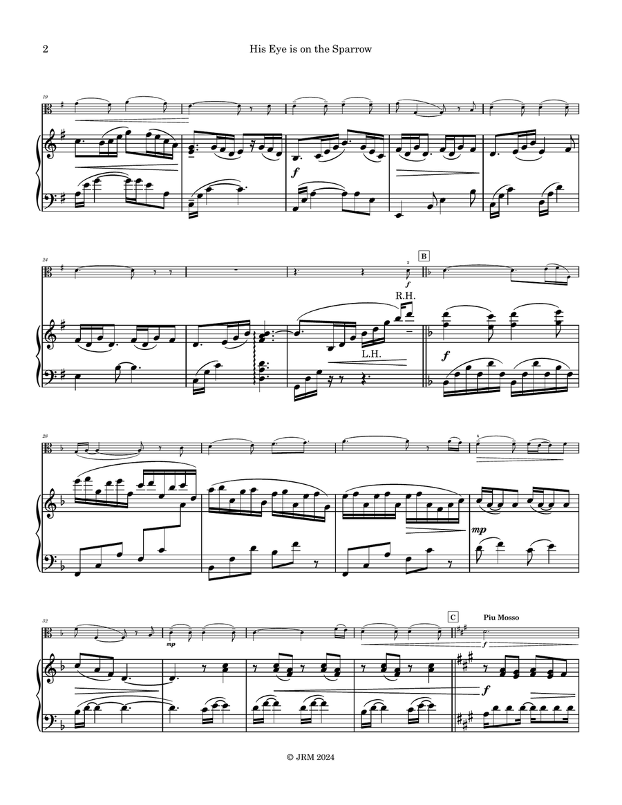 His Eye is on the Sparrow Viola scores gallery preview page 6